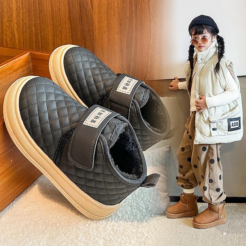 Kids Quilted Fleece Lined Non Slip Winter Snow Boots