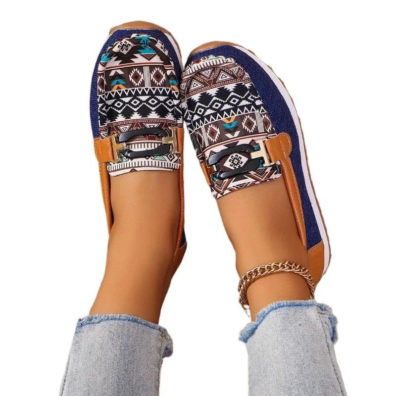 Fashion Female Shoes On Sale 2024 New One Kick Women's Flats Autumn Round Toe Mixed Colors Flat Casual Comfortable Large Size Shoes