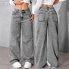 Højtaljede Løse Casual Denim Jeans til Kvinder Daglige Street Bukser