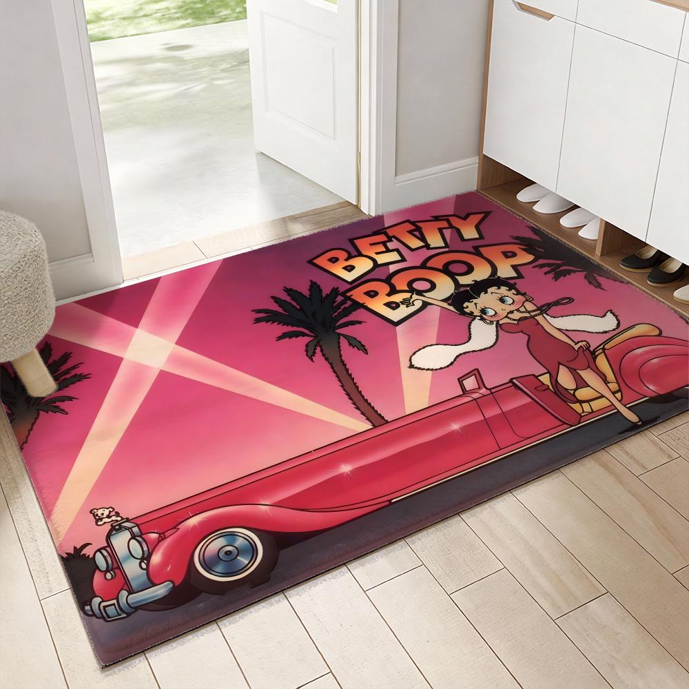 Cute B-Betty Boop Floor Mat Soft Thickened Flannel Door Mat Non-Slip Living Room Rug Home Decor