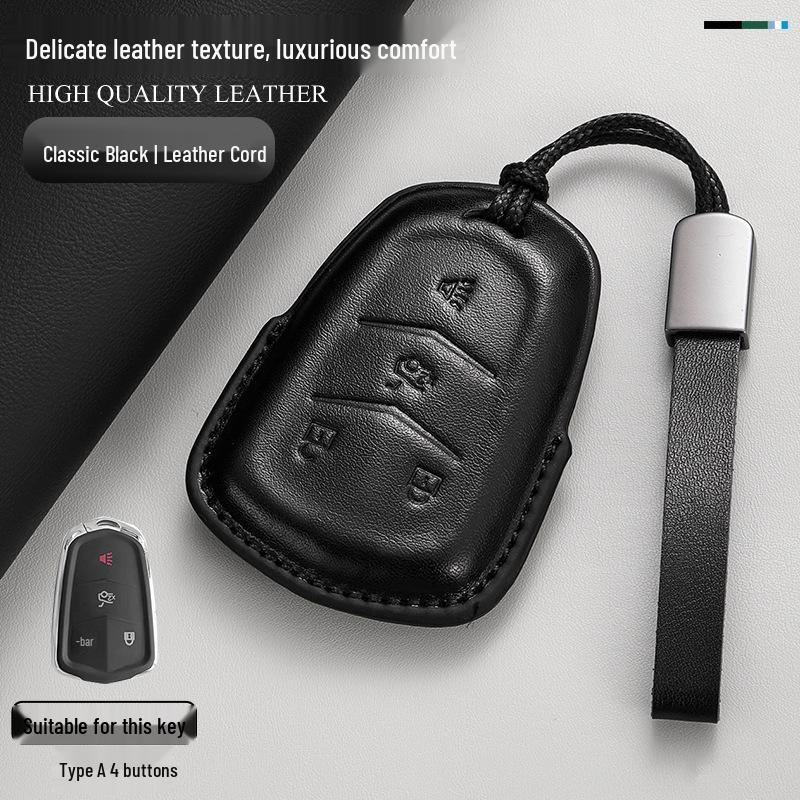 Genuine Leather Key Case for Cadillac: Compatible with CT6, XT5, XT4, XT6, CT4, CT5, XTS, GT4, and ATSL Models.