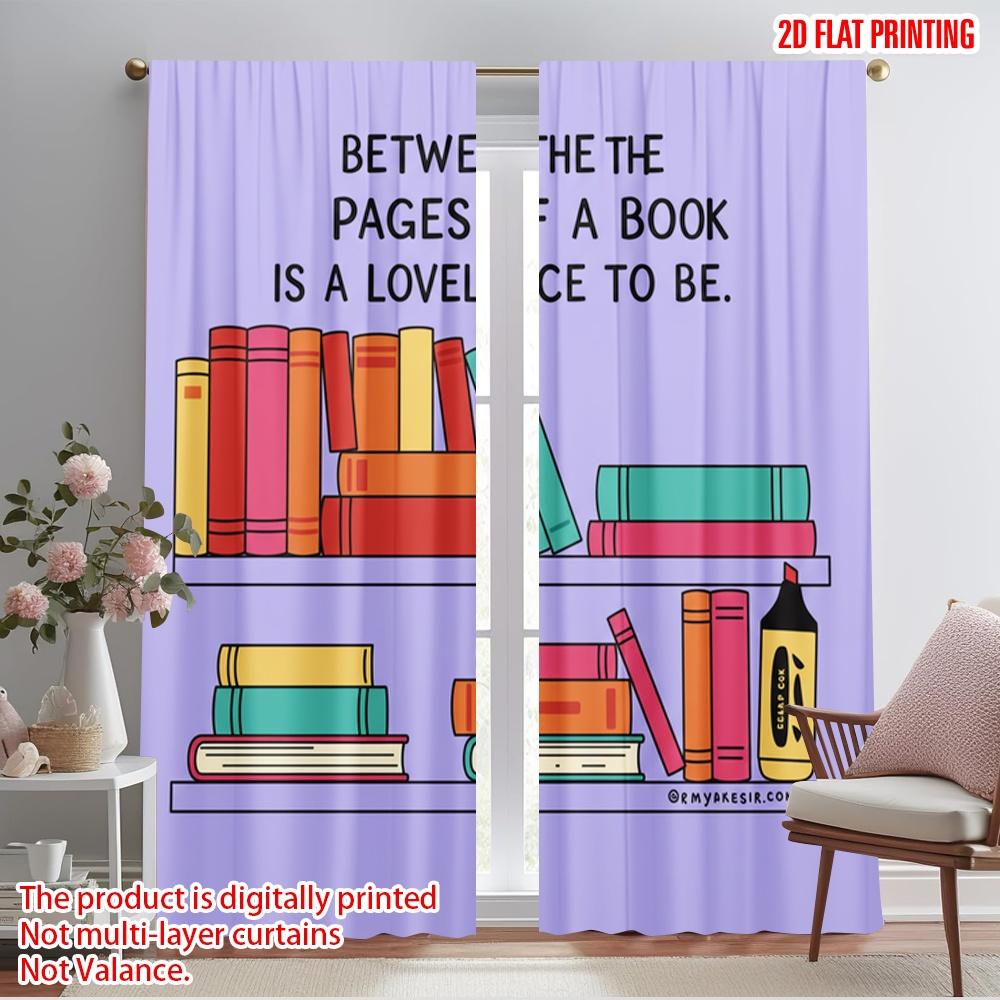 

2pcs 2D flat printing Window Curtains Lovely Place Book Polyester Without Electricity All Season Party & Holiday Decor Perfect 52.50×116.00 CM 2pcs