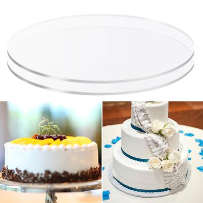 2Pcs Acrylic Cake Plates Non-Sticky Durable Versatile Transparent Round Buttercream Cake Discs for Cake Serving