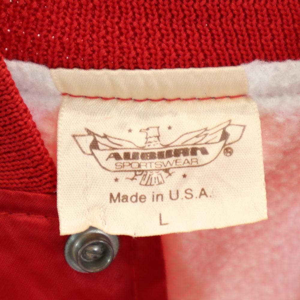 AUBURN 90s Made In USA Old Back Print Coach Jacket L Red Blouson Men's Used