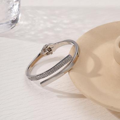 Yunjin European and American Simple Wind Irregular Smooth Surface Bracelet Zinc Alloy Diamond Opening Adjustable Jewelry Women