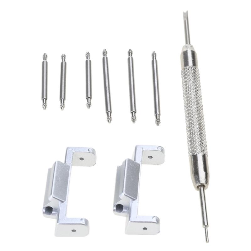 

Перехідник ремінця для годинника Набір зв’язків для ремінця з інструментом для встановлення для DW-5600 DW-6900 DW-9052 GLS-8900 22-мм ремінець срібний