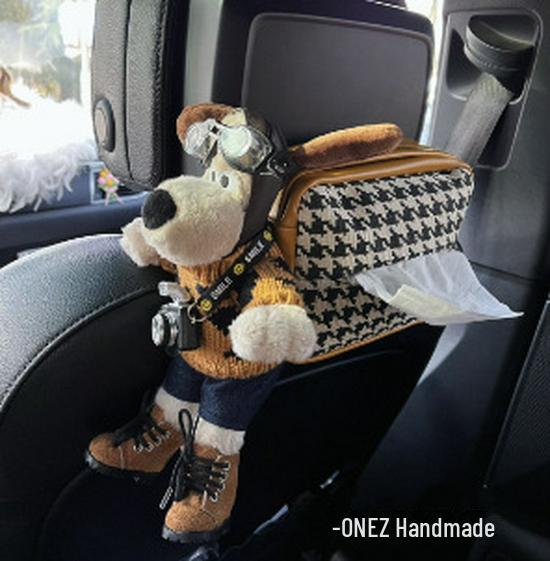 "Uroczy Pudełko na Chusteczki Samochodowe w Kształcie Psiej Głowy na Wewnętrzny Podłokietnik"