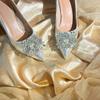 688-8 Hochzeitsschuhe, Damen Xiuhe Hochzeitskleid, zwei Kristallschuhe, neue Brautschuhe, Champagner Strass High Heels