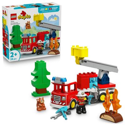 LEGO DUPLO Fire Truck Playset 10473 with Hose and Firefighter Educational Toy for Kids 1.5-4 Years Old Vehicles Cars Miniatures