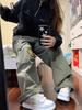 Women's Plus Size Orchid Drawstring Straight-Leg Jeans: Loose, Casual Spring Pants with American Diamond Detail.