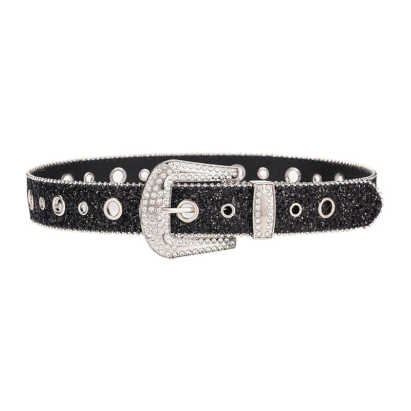 Adjust Pin Buckle Diamond Waist Belt Adult Western Full Sequin Adjustable Belt