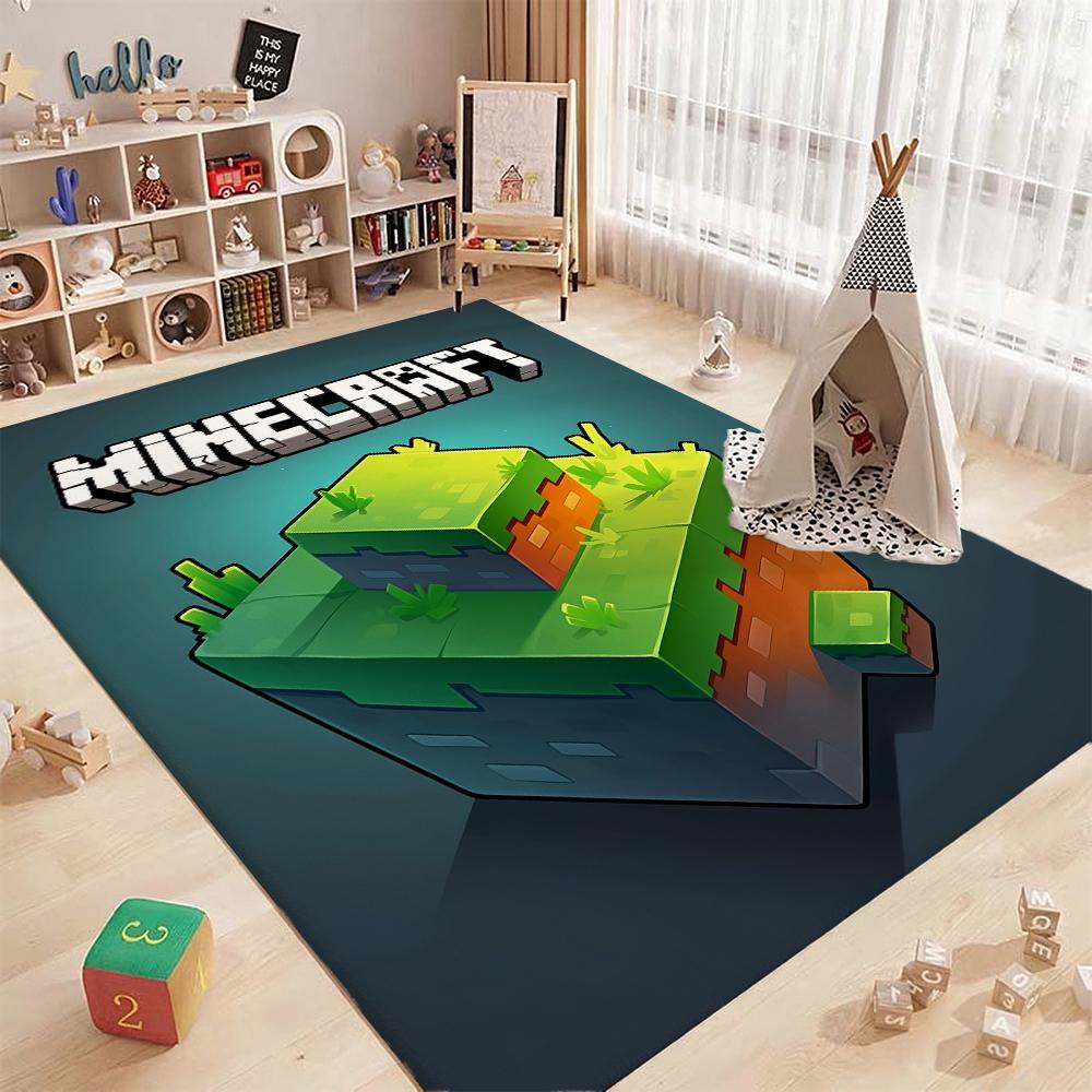 Minecraft Blocky Survival Adventure Printed Rug Durable Stainresistant Carpet For Bedroom Study Home Decor Holiday Gift