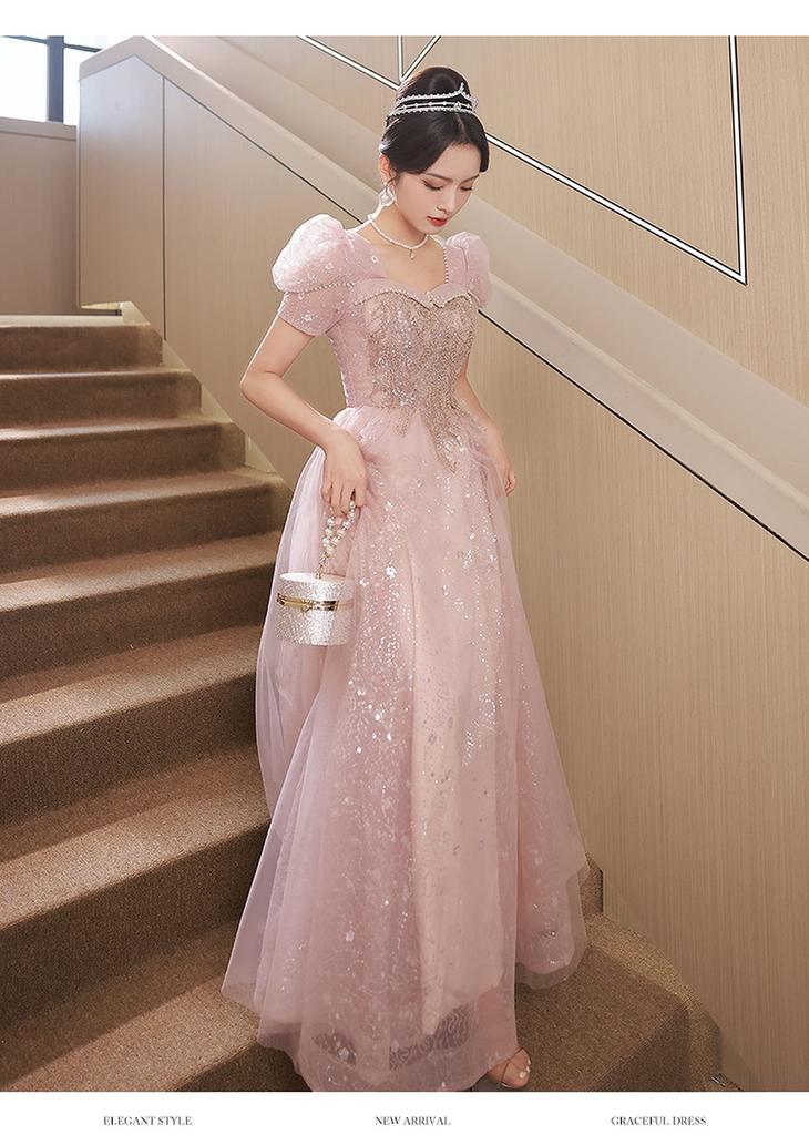 Party Sweetheart Puff After Commemorative Zipper [Hosaku Co., Ltd.] Dress, Neck, Sleeves, Long, A-Line, Recital, Party, Formal, Photo, (L)