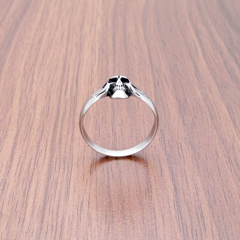 Punk 316L Stainless Steel Silver Color Death Skull Ring For Women Unique Vintage Biker Jewelry Gift