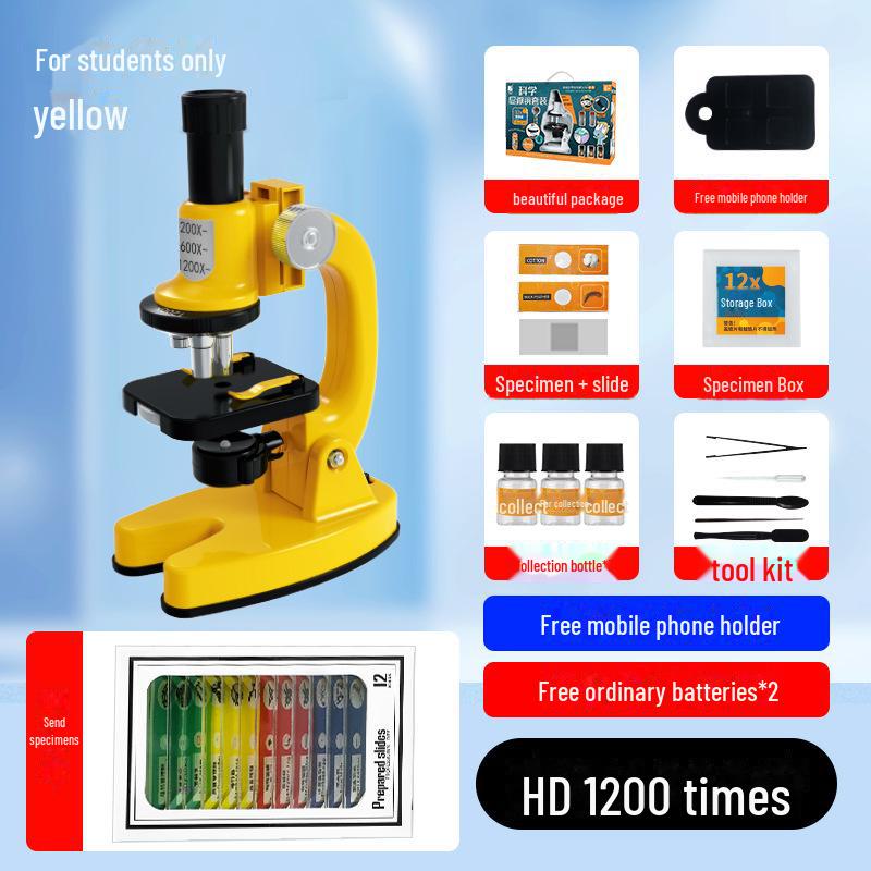 Children's 1200X HD Microscope Set for Science Experiments - Ideal Gift for Primary & Secondary Students