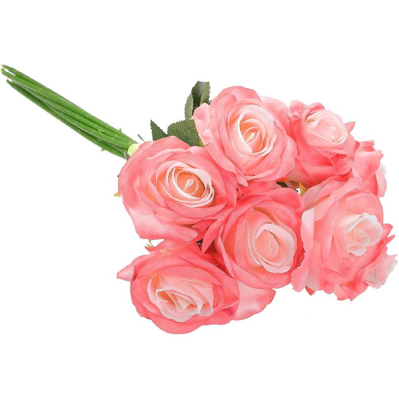 PATIKIL 8pcs Fake Roses, Roses Artificial Flowers Artificial Roses Silk Roses with Long Stems Real Look Real Touch Bouquet for Home Decor Table