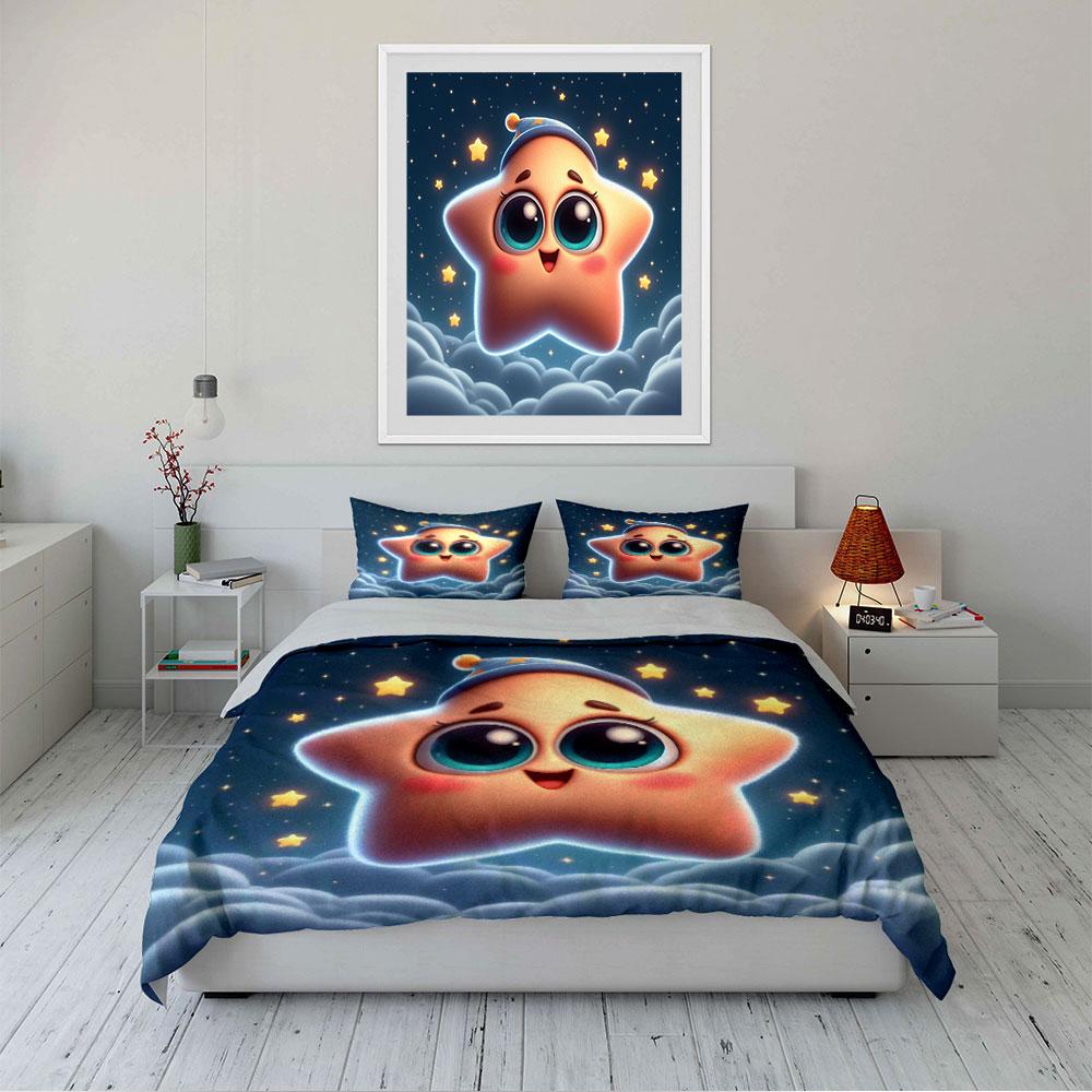 Cute Star Character Bedding Set Bedding Duvet Cover Set Duvet Cover Pillowcases (1 * Duvet Cover 2 * Pillowcases, without duvet insert)