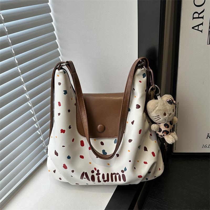 

Сумка через плечо Повседневная сумка-багет большой вместимости Новая свободная расцветка в горошек рюкзак Without pendant белый