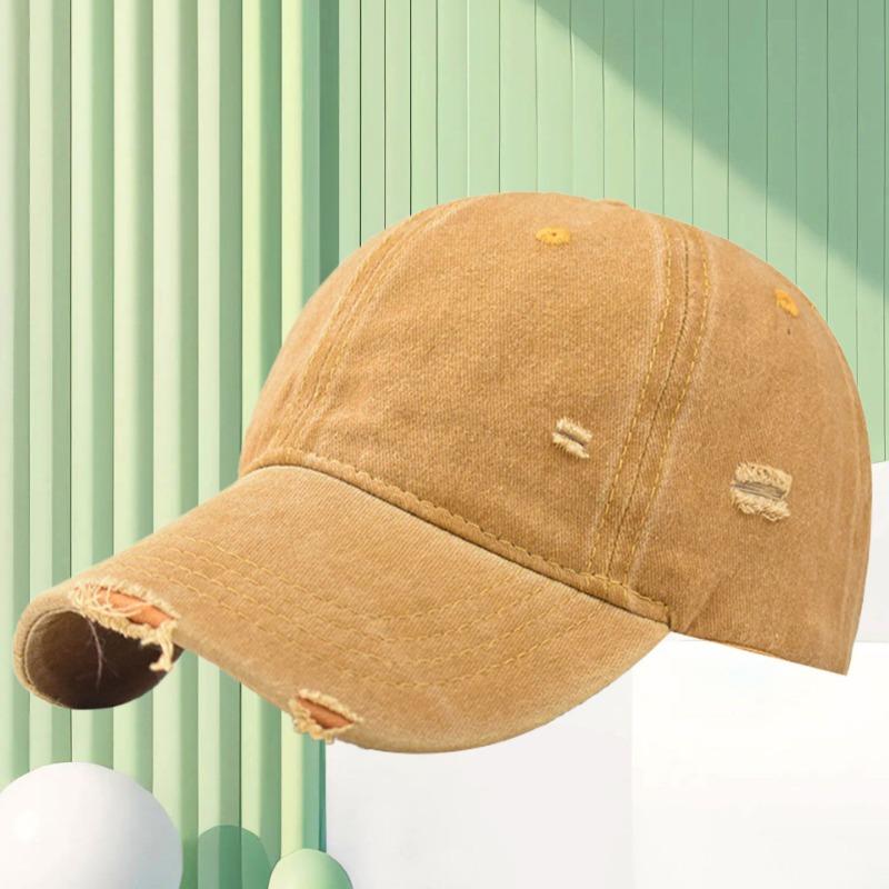 Washed and old baseball caps can be worn in all seasons, men's fashion ripped rough edge cap print hat