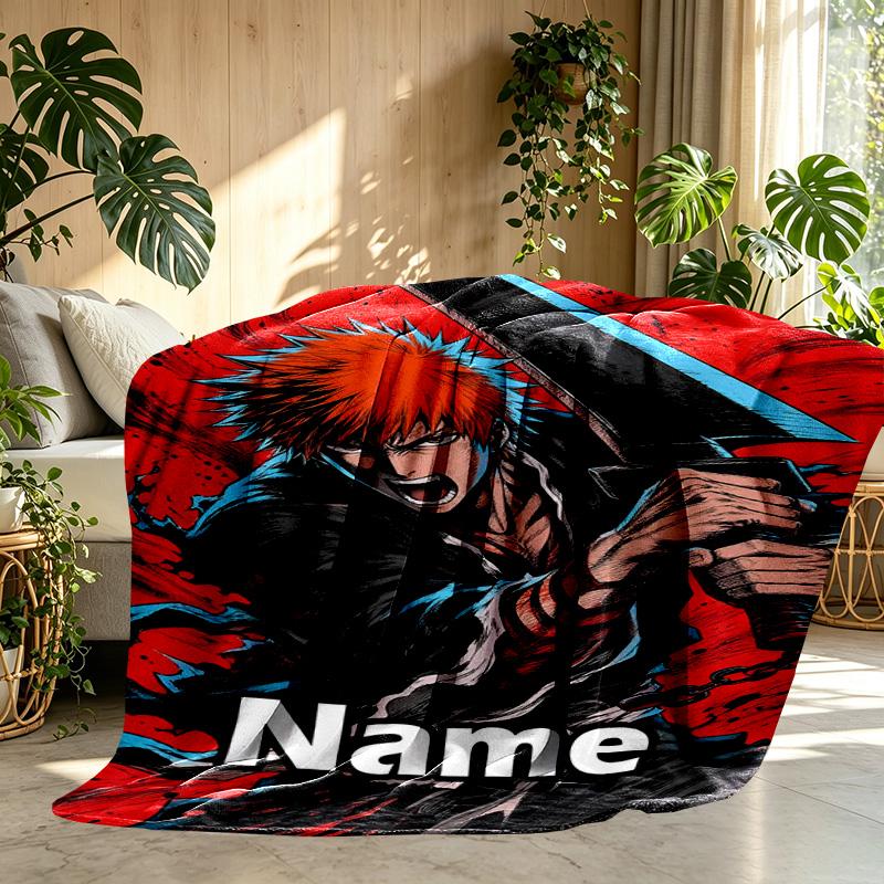 Custom Name Personalized BLEACH Print Blanket, Home Decor, Bedroom, Sofa, Camping, Couch, Gifts for Birthday ChristmasEnthusiasts
