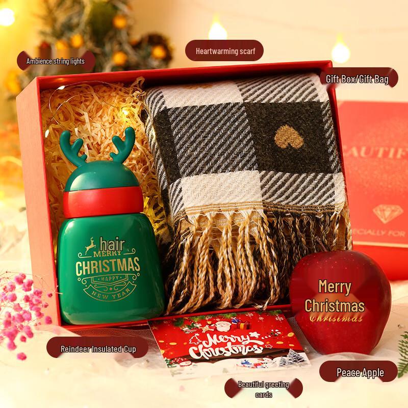Christmas Gift Set with Thermal Mug, Scarf, and Apple Gift Set 46