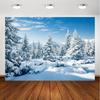 Fabric Winter Snow Forest Background White Christmas Tree Winter Scene Alps Photography Background Christmas Decoration Banner