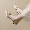Weiwei Girl 338-6 Französische Schöne Spitzkopf Schleife Baotou Sandalen Damen Nicht Müde Füße Stiletto Hohe Absätze Damenschuhe