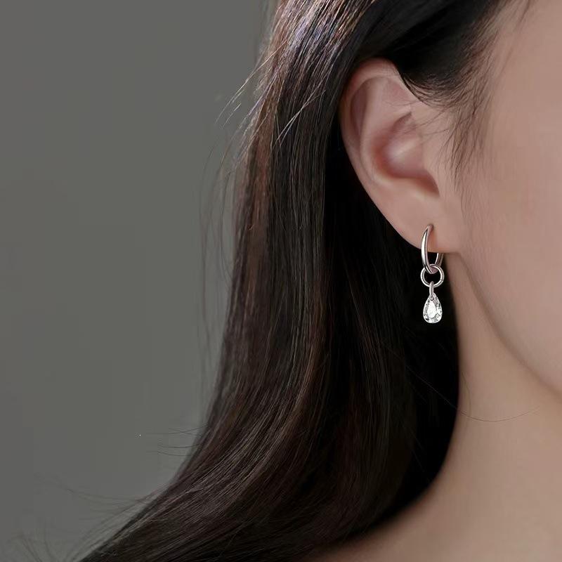 925 Sterling Silver Water Drop Earrings - Light Luxury 2024 High-End Ear Studs for Women