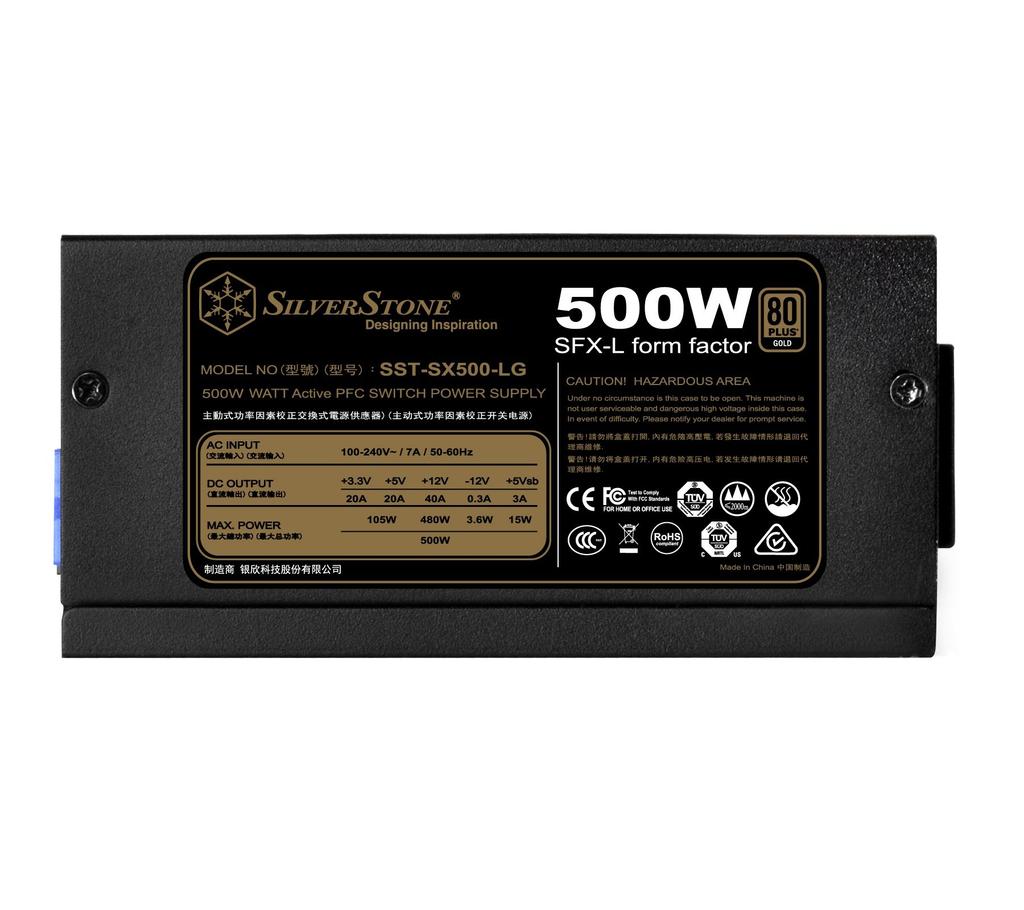 SilverStone SFX Series 80PLUS Gold Certified Power Supply, 500W, SST-SX500-LG-V2