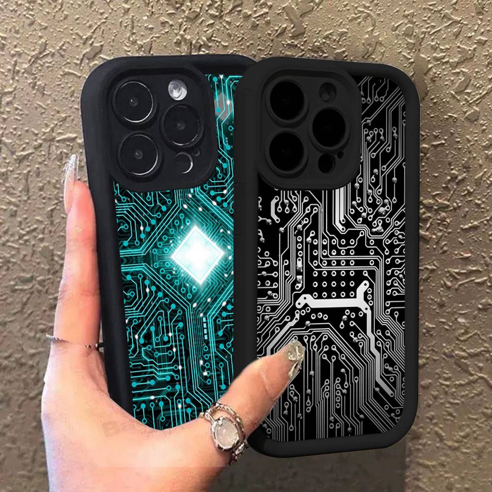 Printed Circuit Board Pattern Phone Case For IPhone 17 16 15 13 11 12 14 Pro Max Plus Silicone Cover Shell