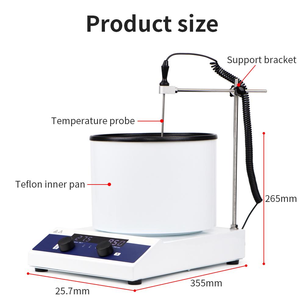 3L Heating Collecting Magnetic Stirrer Lab Equipment With Thermal Regulator 1500RPM Mixing Machine EU Plug