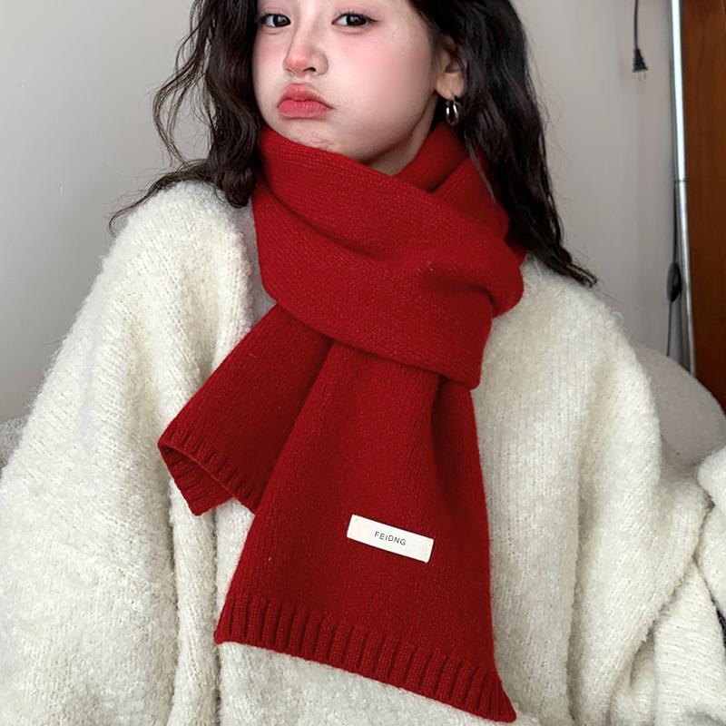 2025 Autumn And Winter  Korean Version Ing Style Solid Color Scarf Student Warm Knitted Versatile Couple Scarf