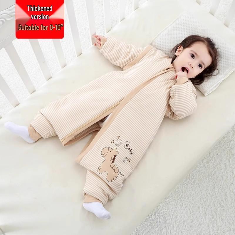 Jingqi Cotton-Padded Baby Sleeping Bag: Winter-Ready, Anti-Kick, Thick, Warm, and Cold-Proof for Infants.