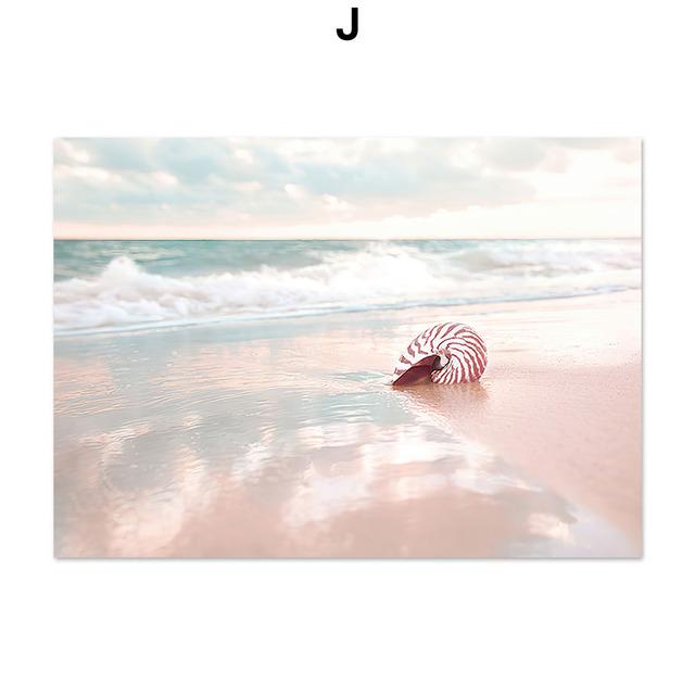 Nature Beach Reed Sea Conch Trail Landscape Nordic Art Wall Posters And Prints Canvas Painting Pictures For Living Room Decor