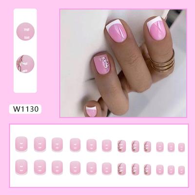 24 Pezzi/scatola Unghie Finte Glitterate a Fiore Staccabili Unghie Finte Indossabili Pressione sulle Unghie Punte per Unghie Acriliche Decorazione per Unghie