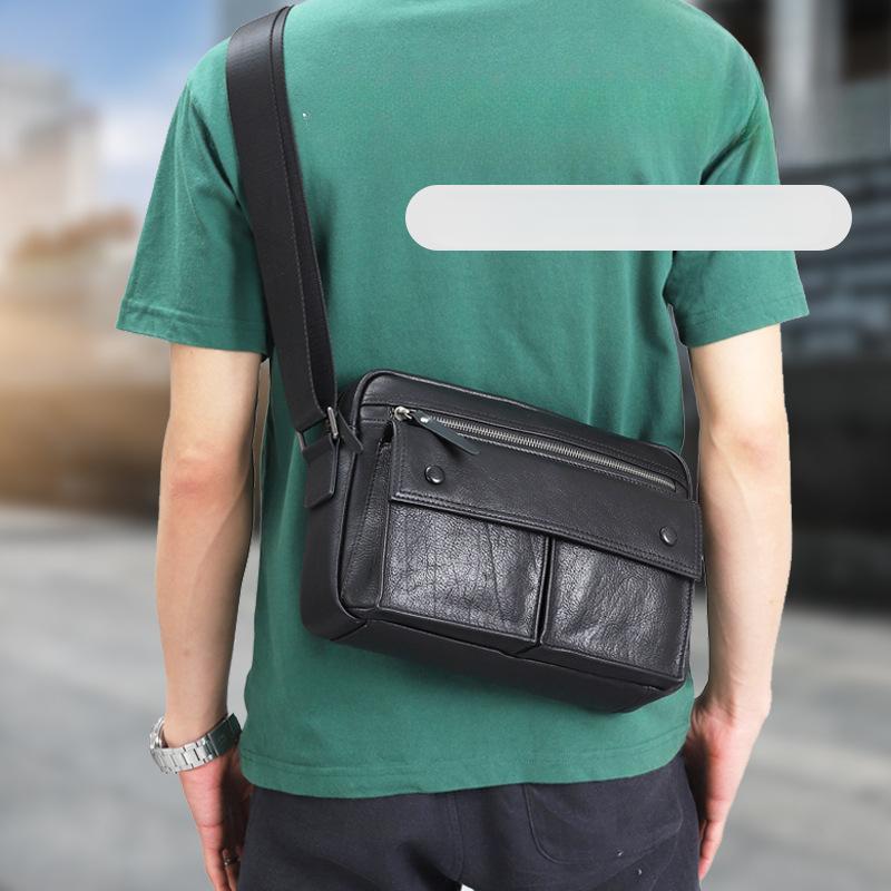 Men's Crossbody Bag Genuine Leather Large-capacity Fashionable and Niche Messenger Bag Retro Business Single-shoulder Bag Casually