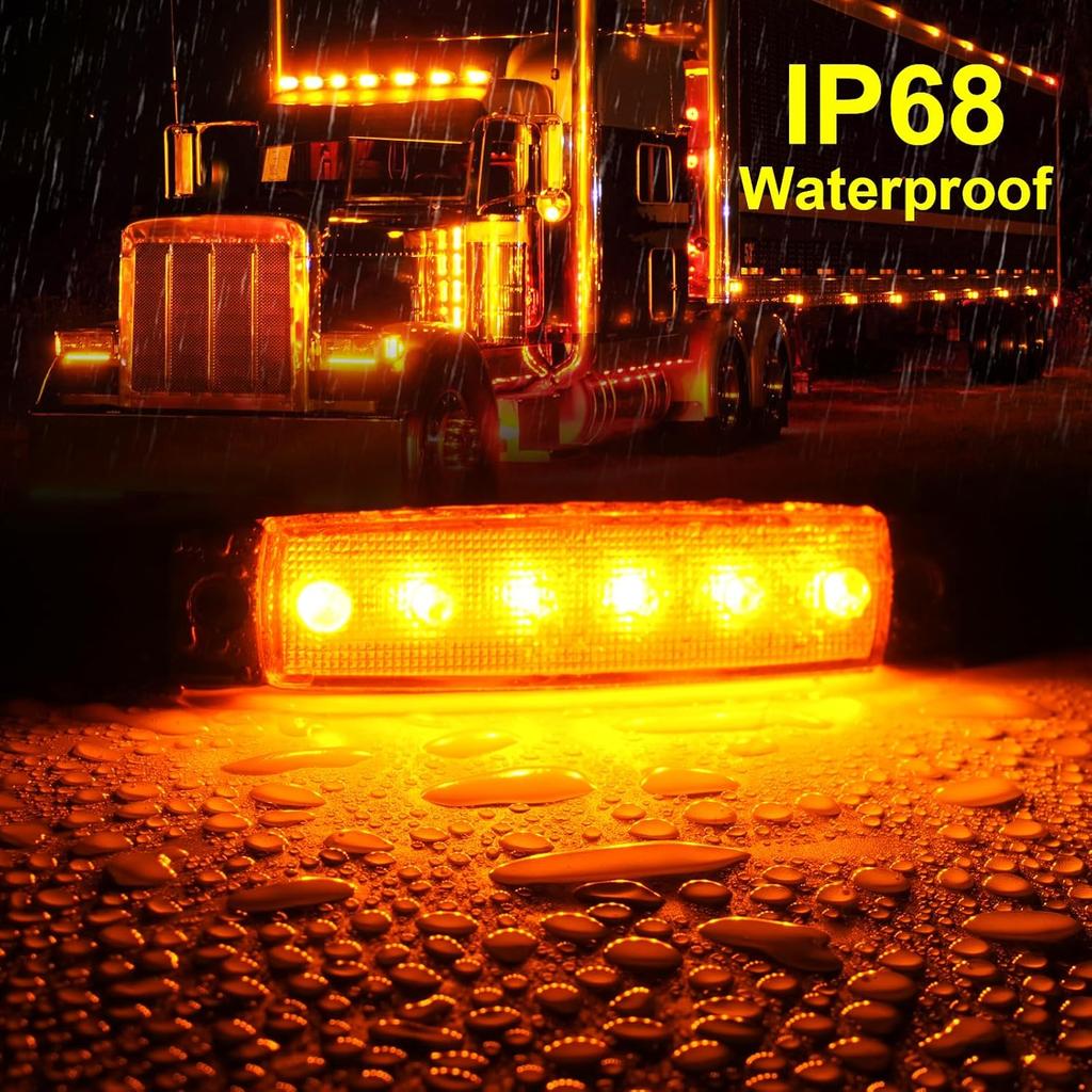 40 Pack 6 LED Trailer Marker Light, DC12-24V Clearance Side Indicator Lamp For RV Camper Truck Van Caravan Boat - Amber