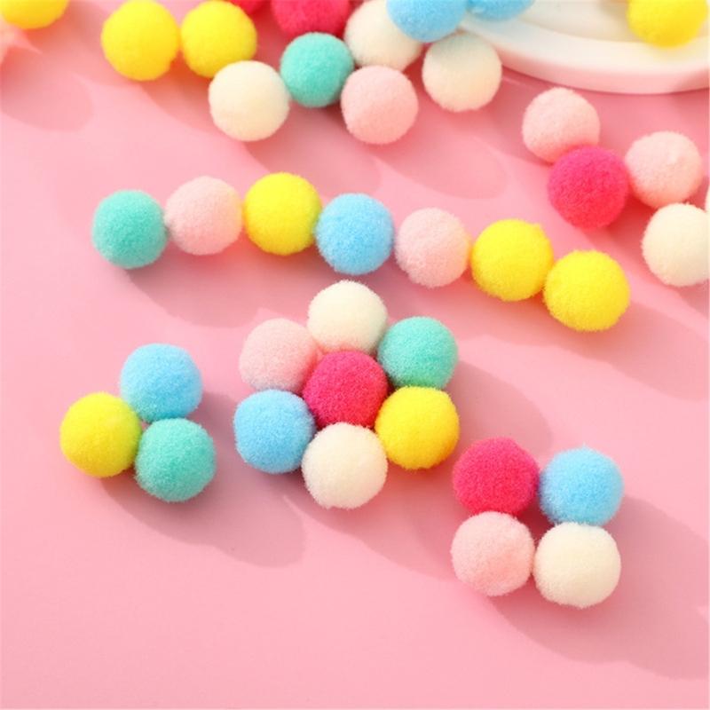 100pcs/set Colorful Plush Poms Ball Applique Make Hairband Scarf Mittens Crafts