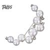 Brooch Pin, Curved Design Imitation Pearl Lapel Pin, Pearlescent Texture Badge for Coats Shirts Scarves Accessories