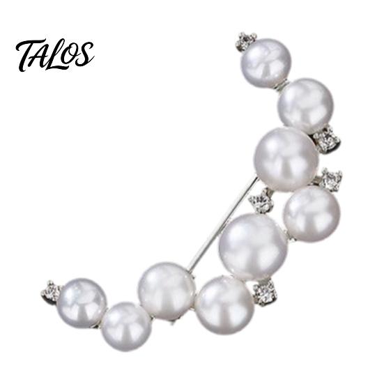 Brooch Pin, Curved Design Imitation Pearl Lapel Pin, Pearlescent Texture Badge for Coats Shirts Scarves Accessories