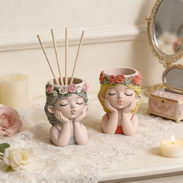 Adorable Girl Shape Silicone Molds For Resin Casting Making Candle Holder Pencil Cup Gypsum Flowerpots Home Decoration
