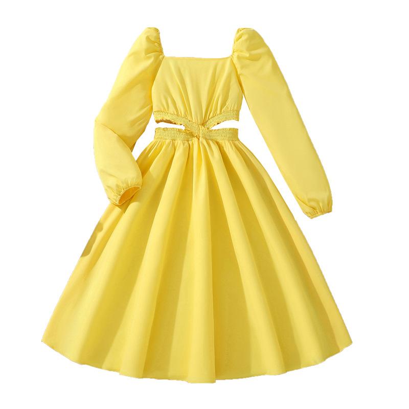 Girls Sweet Dress Fall Children Fashion Swing Long-sleeved Princess Dress