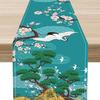 Cherry Blossom Pine Tree Crane Birds Table Runner Dresser Scarves Decor Chinese Style Kitchen Dining Table Runner Party Decor