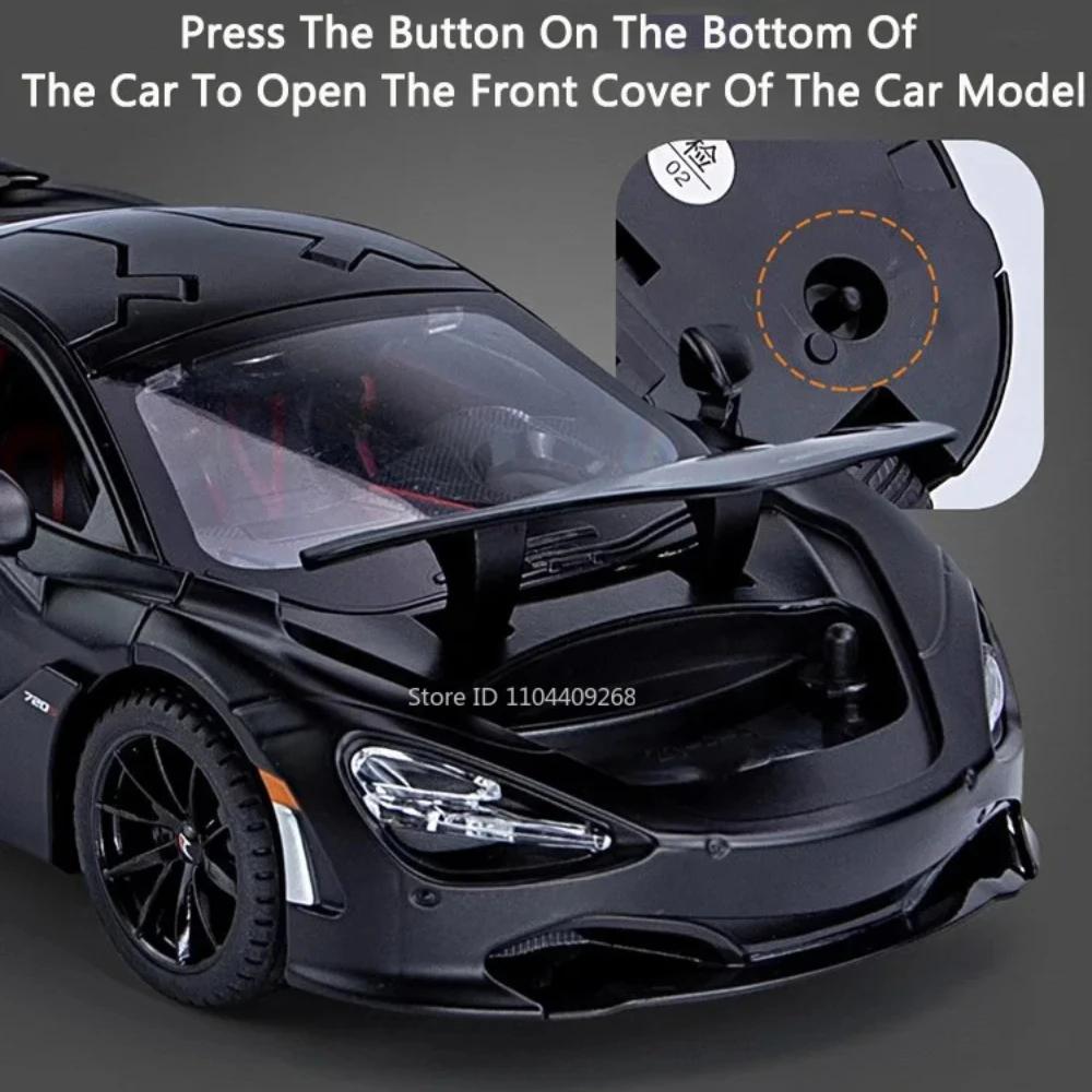 Scale 1:24 720S Senna Sports Car Toy Model Light Music Lift Tail Wing Simulation Supercar Doors Opened Models Collection Gifts
