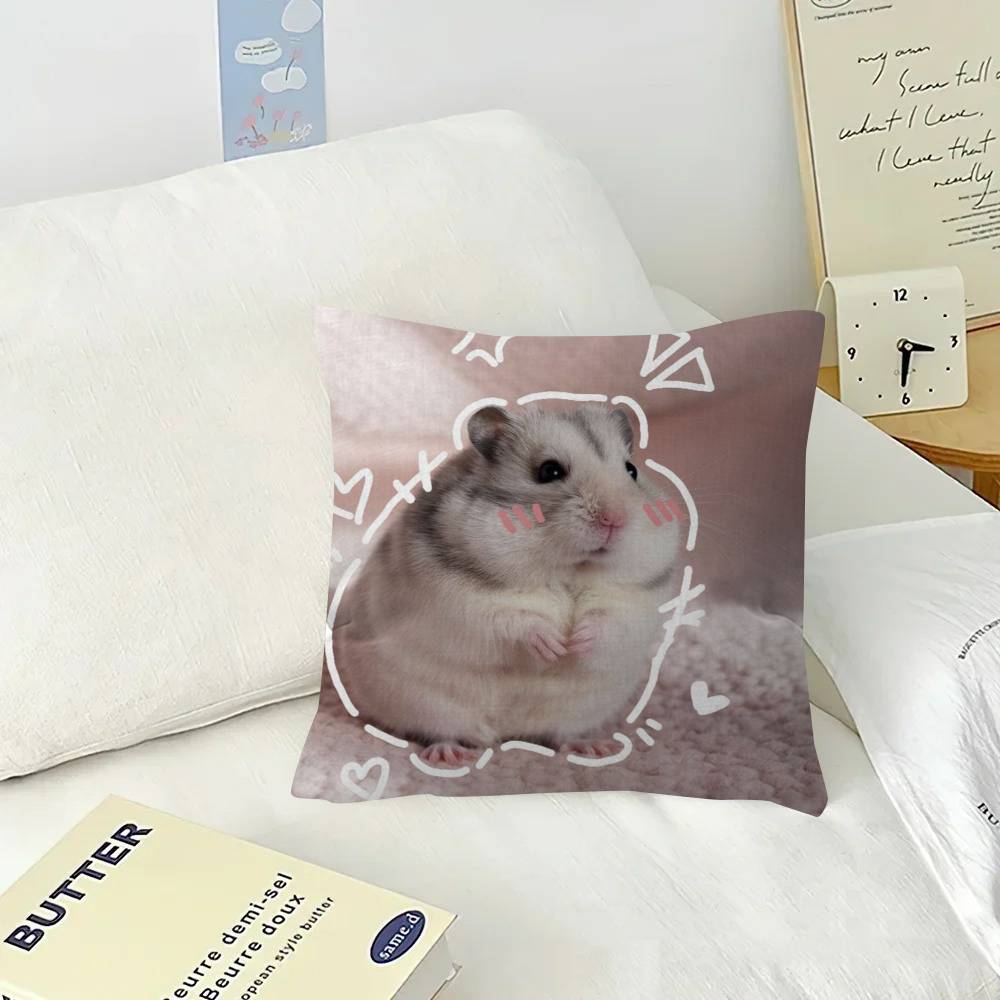 Funny Sad Hamster Emoticon   Pillow Cover Design cushion Cover decor Holiday Decorati