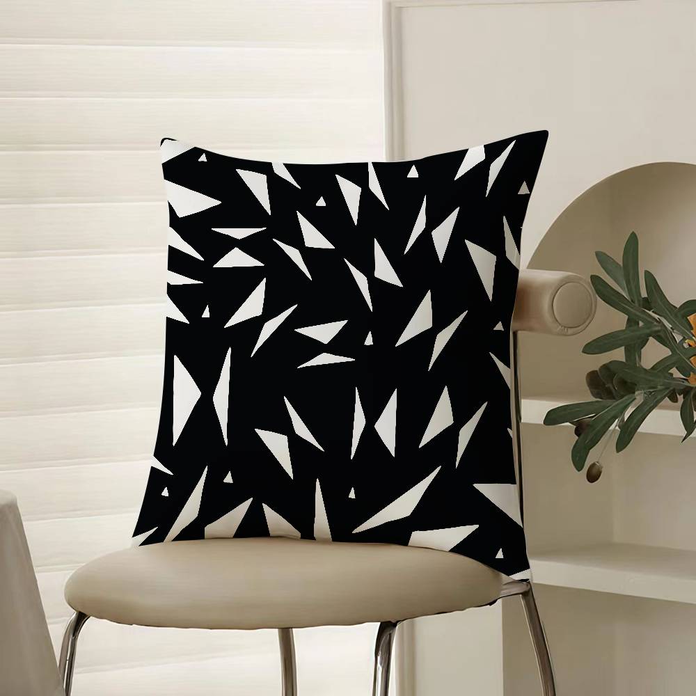 Black And White Abstract Print Pillow Case Comfort Sofa Bed Silky Elegant Invisible Zipper Decorative Cushion Cover