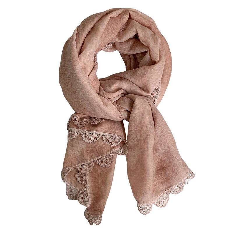 Scarf atmosphere solid color spring and autumn summer fashion lace silk scarf neck protection scarf shawl dual-purpose