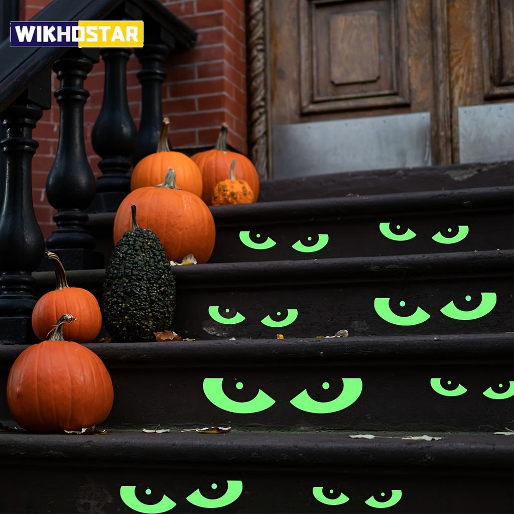 8 Pairs Glow In The Dark Halloween Eyes Window Clings Removable Luminous Fluorescent Window Sticker Halloween Wall Decal