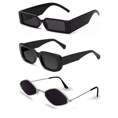 Sheomy Unisex Combo nabídka balení 3 brýlí MC stan Sluneční brýle MC stan Sluneční brýle Candy Sluneční brýle Black Rectangle Narrow Dámské::Muži MC stan 30