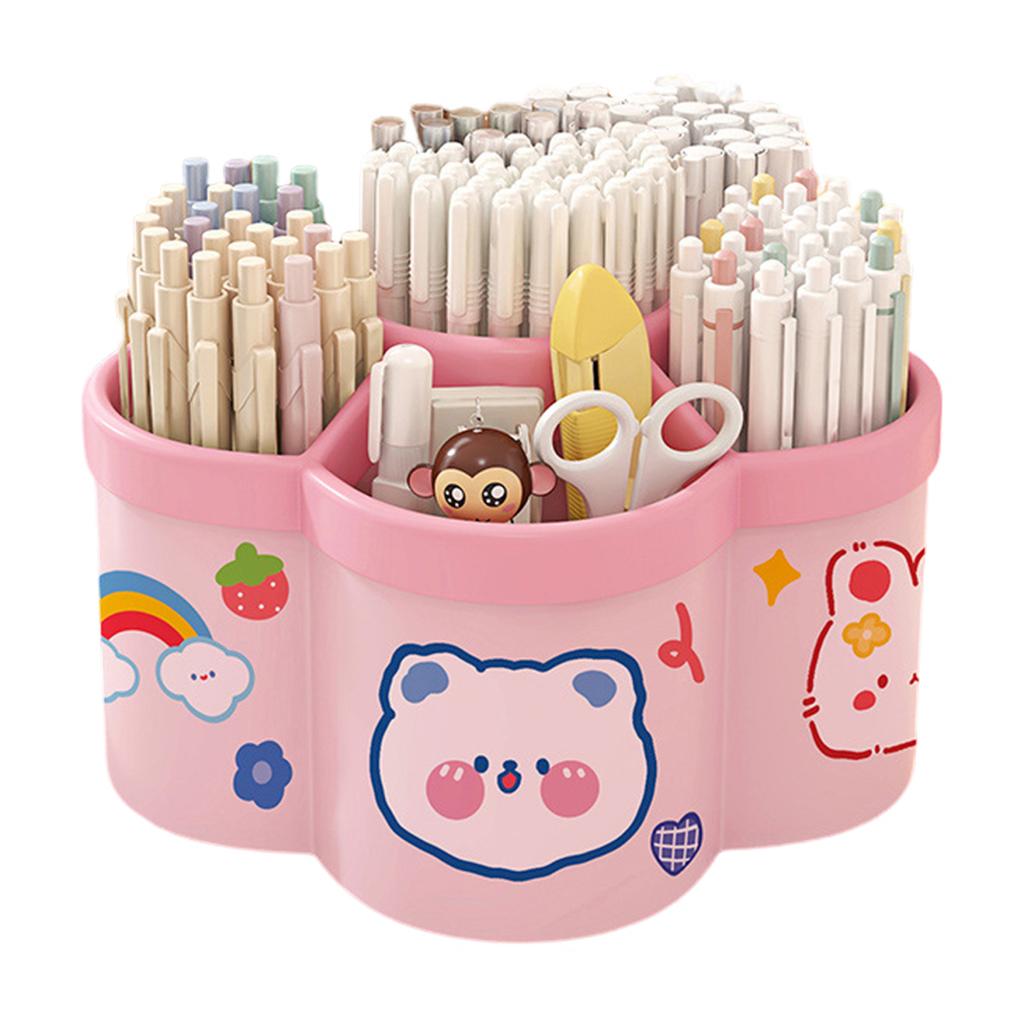 Rotating Pen Holder Desk Organizers Large Capacity Pen Storage Box Cosmetic Brush Organization Box Study Dormitory Accessories